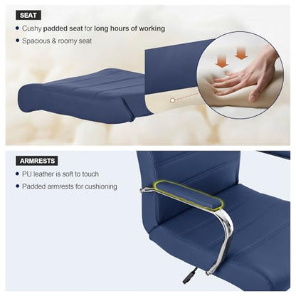 Modern Office Desk Chair, Conference Room Chairs, High Back Ergonomic Home ofiice Chair, Adjustable Height Swivel Executive Computer Chair with Armrest and Padded Seat (Blue) - color: Blue