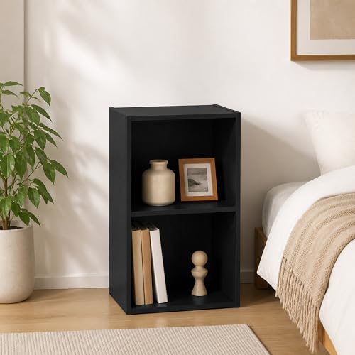 2-Tier Bookcase, Cube Bookshelf, Book Shelf, Cube Storage Organizer with Open Shelves, 9 x 12 x 21, for Living Room, Home Office, Bedroom, Blackwood - color: Blackwood, size: 2 Tier