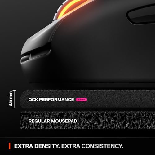 SteelSeries QcK L Performance Speed Gaming Mousepad — Extra Density for a Smooth Glide — Low-Profile Edge Stitching — Non-Slip Neoprene Rubber Base — 16.54 x 19.29 inch — FPS, MOBAs, RTS, MMO - size: Large, style: Speed