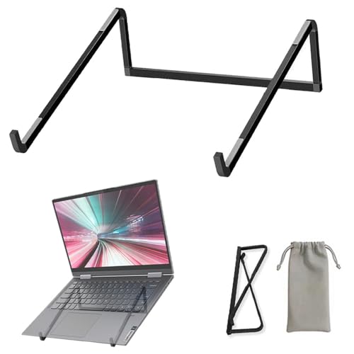 Protable Laptop Stand for Desk,Foldable Laptop Riser,Ergonomic Aluminum Computer Stand for Collaborative Work,Lightweight Easy Storage,Compatible with MacBook Pro/Air,Dell,HP,Lenovo,11''-17'' (Black) - color: Black