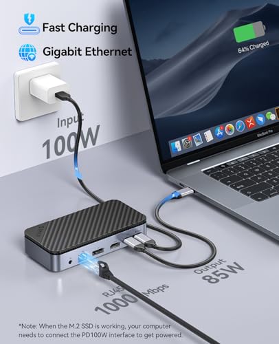 ORICO 12-in-1 USB C Hub with m.2 ssd Enclosure, USB C Docking Station Dual Monitor HDMI DP 8K@30Hz/4K@60Hz, 10Gbps USB, Gigabit Ethernet, 100W PD, SD TF Reader for Mac & Windows Laptops M2P11 - size: 12-in-1