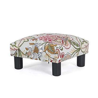 Joveco Small Foot Rest Stool Ottoman, 15" Fabric Square Footstool Upholstered Footrest for Chair, Under Desk, Office, Living Room, Boho Floral - color: Boho Floral