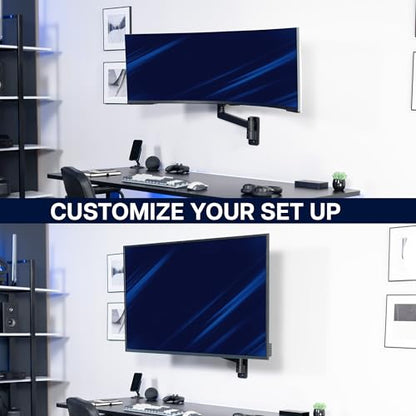 VIVO Black Ultrawide Monitor Wall Mount for up to 57 in Screens, MOUNT-G57 | TV and Monitor Arm, VESA Wall Mount, Designed for Samsung Odyssey Ark, Neo G9, ViewFinity S9, and More, Holds 59.4 lbs - size: Up to 57", style: Single Mount