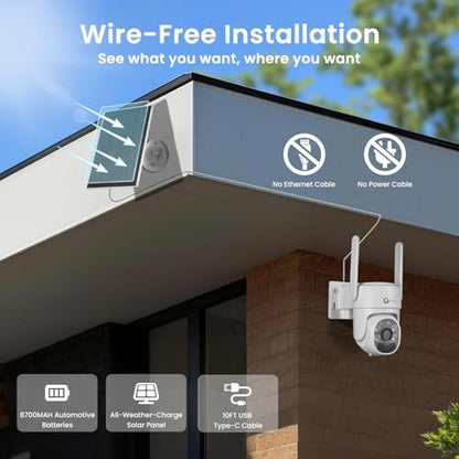 xmartO Wire-Free Solar PTZ AI Tracking Security Camera System, 4-Cam Kit, 4MP 2K QHD + 4K 10CH Expandable WiFi NVR, All-Weather Solar Charge, PIR Sensor, Easy Installation, No Monthly Fee, 500GB - style: 4-CAM KIT