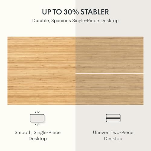 FLEXISPOT EN2 48"x24" Bamboo Electric Standing Desk with Power Strip | Solid Bamboo Desktop, Cable Management, Convenient Clamp Power Strip, And Clean Home Office Setup, Grey Frame - color: Bamboo Top + Grey Frame, size: 48x24"