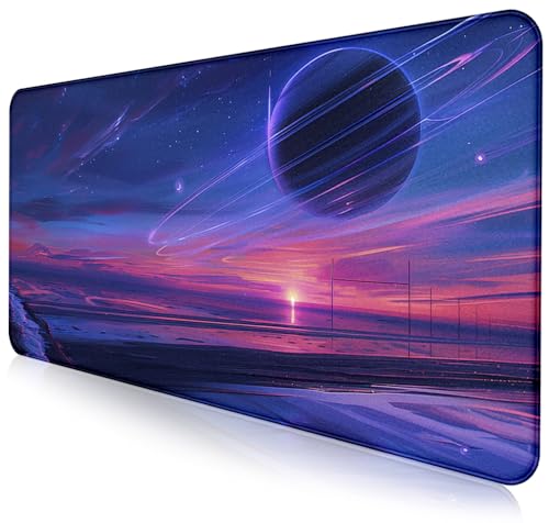 Space Landscape Computer Mouse Pad, XXL Laptop Gaming Mouse Keyboard Pad | Large Extended Mouse Pad; Full Desk Coverage; Waterproof Coating; Stable Anti-Slide Base For Gaming, Office, Study Daily Use - color: Anime Landscape