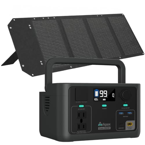Solar Generator 192Wh with Portable Solar Panel 60W | 300W Portable Power Station, LiFePO4 Battery with 10ms UPS, AC/65W USB-C Output, 1 Hr Fast Charge for Home Camping Emergency - color: Black-Gray