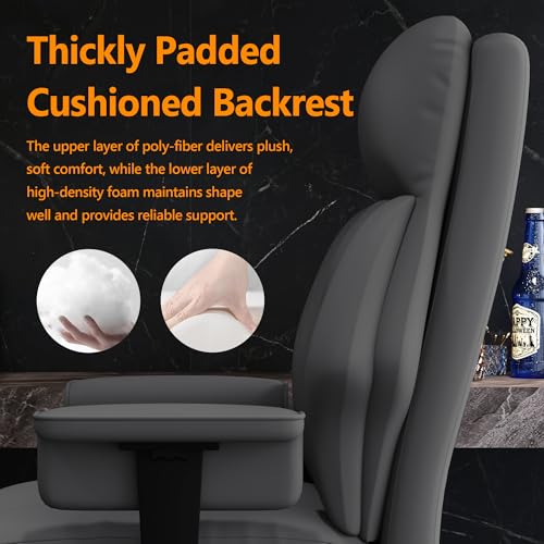Office Chair with Leg Rest, Leather High Back Executive Office Chair with Wheels, Ergonomic Desk Chairs with Lumbar Support for Home Office - color: All Gray