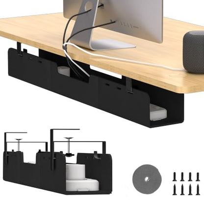 No-Drill Under Standing Desk Cable Management,31.5" L,Black - color: Black, size: 31.5"