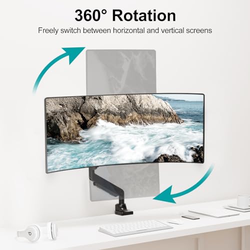 MOUNT PRO Single Monitor Mount for Max 43 Inch Ultrawide Computer Screen, Premium Aluminum Heavy Duty Monitor Arm Holds 6.6lbs to 33lbs, Gas Spring Full Motion Display Desk Stand, VESA Mount - size: Max 43", style: Single