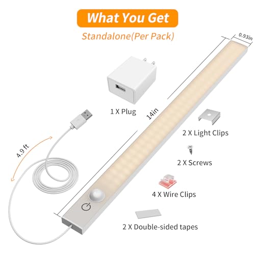 USB Plug-in Motion Sensor Light, Night/Day/ON Modes, Bright&Dimmable - color: 3000K Warm White, size: 1-Bar