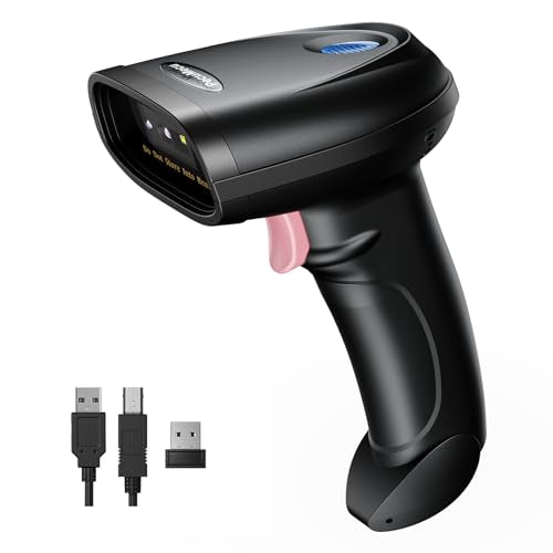 Bluetooth 2D Barcode Scanner, 3-in-1 Bluetooth & USB Wired & 2.4G Wireless QR Barcode Reader, PDF417 Data Matrix Handheld Bar Code Scanner Work with Windows, Android, iOS (TM-10B) - color: Pink