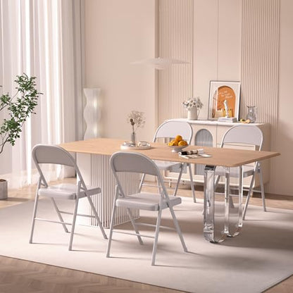 VECELO Metal Folding Chairs 4 Pack, Double Hinged Steel Frame Easy Foldable&Stackable for Office Kitchen Dinning Wedding Patio and Garden - color: Grey