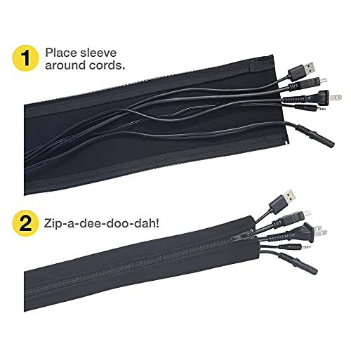 Wrap-It Storage Zipper Cable Sleeve, Black, 24", 4-Pack - size: 24in (4-Pack)