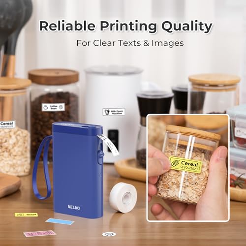 Nelko P21 Label Maker Machine with Tape, Bluetooth Label Printer, Blue - color: Blue