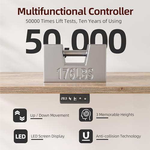 TIQLAB Standing Desk with Two Drawers, Stand Up Standing Desk Adjustable Height, Electric Sit Stand Table with Storage Shelf and Splice Board, 55 * 24 inch, Maple - color: Maple, size: 55*24 inch without keyboard tray