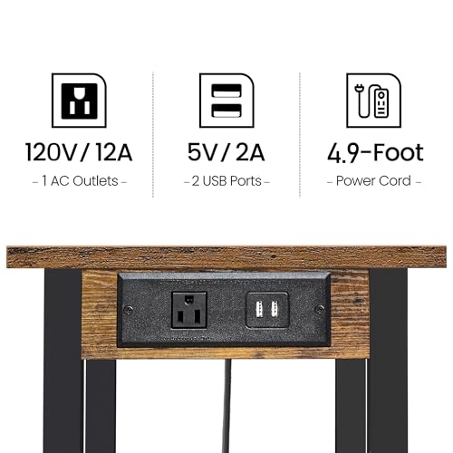 TUTOTAK Printer Stand, 3 Tier Rolling Printer Cart with Charging Station - color: Brown, size: 3 tier(15.7 x 11.8 x 23.6inchs)