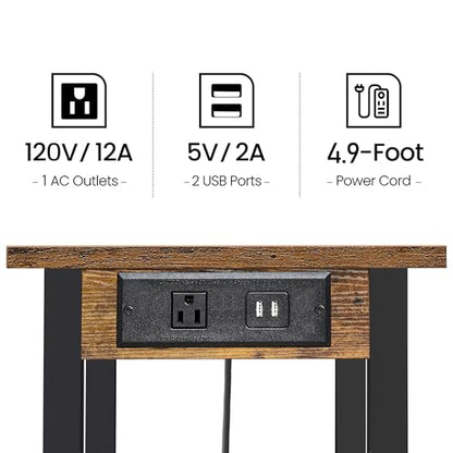TUTOTAK Printer Stand, 3 Tier Rolling Printer Cart with Charging Station - color: Brown, size: 3 tier(15.7 x 11.8 x 23.6inchs)