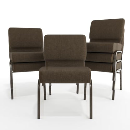 Flash Furniture HERCULES Series 21''W Stacking Church Chair in Brown Fabric - Gold Vein Frame - color: Brown Fabric/Gold Vein Frame, size: Set of 1