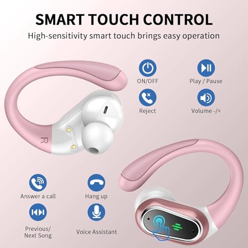 Wireless Earbuds, 2026 Bluetooth 5.4 Headphones, ENC Noise Canceling Mic - color: Loyal Pink