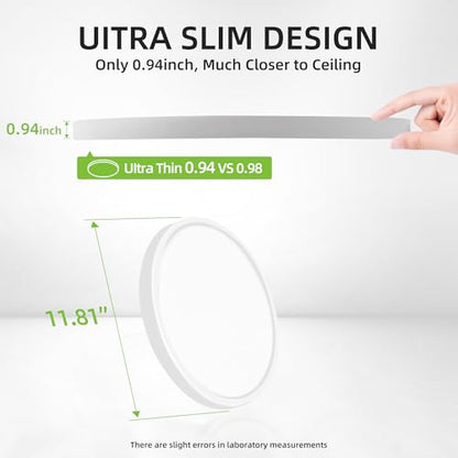 hykolity 12 Inch Selectable CCT LED Round Flat Panel Light,2 Pack | 24W 3000K/4000K/5000K, Edge-Lit Flush Mount Ceiling Light Fixture for Kitchen, Bedroom, Laundry and Closet Room,White - color: White, size: 12 inch