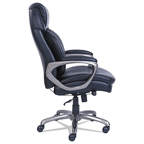 SertaPedic Cosset High-Back Executive Chair, Supports Up to 275 Lb, 18.75" to 21.75" Seat Height, Black Seat/Back, Slate Base