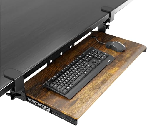 Keyboard Tray Under Desk Pull Out with Extra Sturdy C Clamp Mount System, 27.3 (32.5 inch Including Clamps) x 11 Inch Slide-Out Platform Computer Drawer for Typing Vintage AX01WG02 - color: Vintage, size: 32.5"x 11”Keyboard Tray