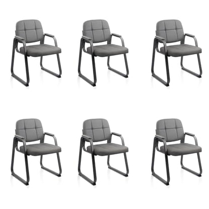 CLATINA Waiting Room Chairs with Padded Arms Leather Guest Chair no Wheels for Office Reception and Conference Desk with Sled Base Grey, 6PK - color: Gray(sled Base), size: 6 pack