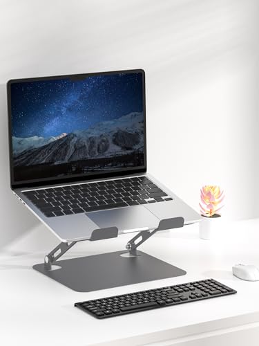 SOUNDANCE Laptop Stand for Desk with Stable Heavy Base, Adjustable Height Multi-Angle, Ergonomic Metal Riser Holder, Foldable Mount Elevator, Compatible with 10 to 15.6 Inches PC Computer, Grey - color: C-Grey