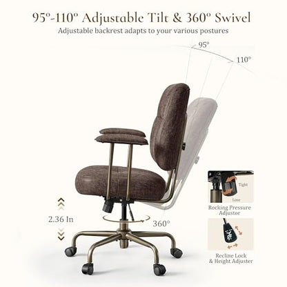 EUREKA ERGONOMIC Becky Suede Mid-Century Office Chair, Brown - color: Brown, size: Mid-Back