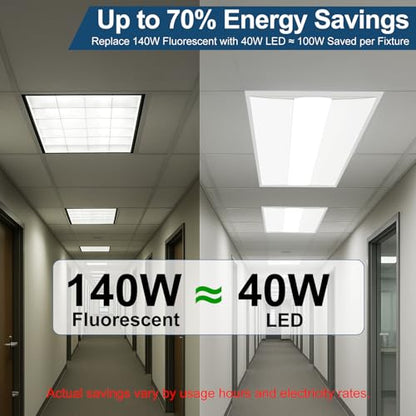 2x4 LED Troffer Light, 4-Pack, Backlit Panel, 30W–72W Selectable, 5CCT, 0–10V Dimmable, ETL, Drop Ceiling - size: 2x4FT-4pack