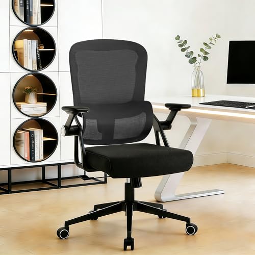 Ergonomic Office Chair - 350LB Comfy Desk Chairs with Adjustable Lumbar Back Support, Mesh Computer Chairs with Wheels and Arms for Home Office, Study - color: 04black