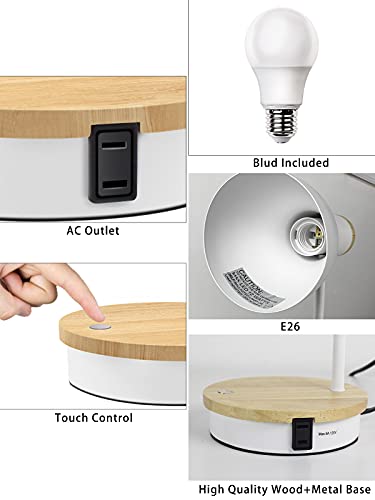 LALISU Metal Desk Lamp Wireless Charging Table Lamp Touch Reading Lights - color: Touch-White
