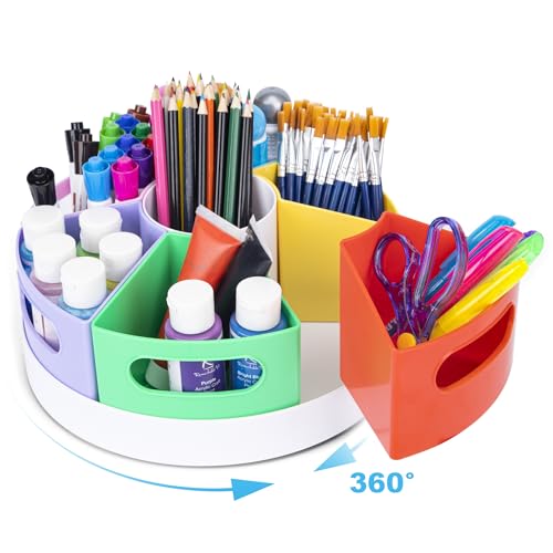 CraftGenes Rotating Art Supply Organizer, 7 Removable Compartments, Rainbow - color: Colorful