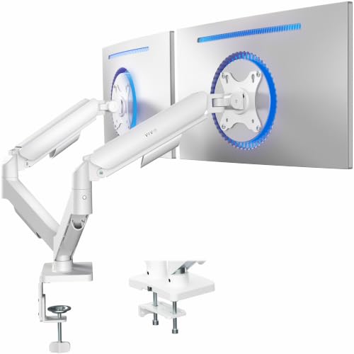 VIVO Dual Monitor Stand, Fully Adjustable Arms for 17 to 32 inch Screens, Mechanical Articulating Desk Mount, Gaming and Office Setups, VESA 75x75, 100x100, Max 19.8 lbs, Classic, White, STAND-V002OW - color: White, size: Dual Mount