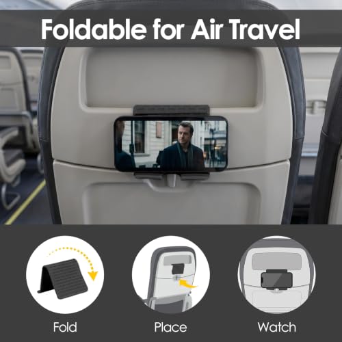Flexible Silicone Aluminum Phone Holder Tablet Stand with Charging Port Design, Foldable Airplane Laptop/Phone Stand for Home Office Travel (Black - with Suction) - color: Black - with Suction