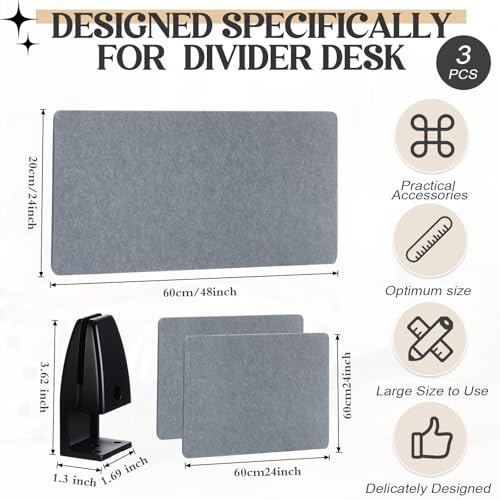 AceOrbit 3 Pcs Clamp-on Desk Divider, 1pcs-47''x 24'' and 2pcs-24''x 24'' Desk Privacy Panel Acoustic Office Partitions Cubicle Modesty Panel for Classroom Noise Reducing Visual Distractions