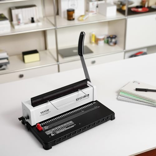 VEVOR Coil Spiral Binding Machine, Manual Book Maker 34-Holes Binding 120 Sheets, Punch Binder Adjustable 3/16" - 9/16" Coil Binding Spines, for Letter Size, A4, A5 - style: Wire Binding