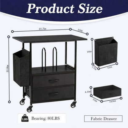 Faesun 22IN Mobile Filing Cabinet, Rolling File Cabinet with Fabric Drawers - color: Black