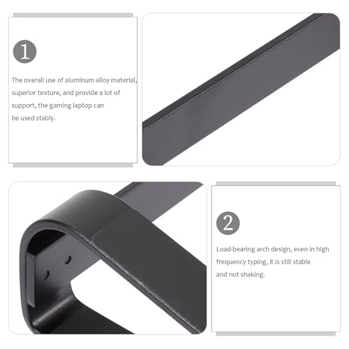 Lurrose Aluminum Laptop Stand Cooling Riser Holder for Desk with Ventilated Platform, Multipurpose Laptop Accessories for Home and Office Use, Black