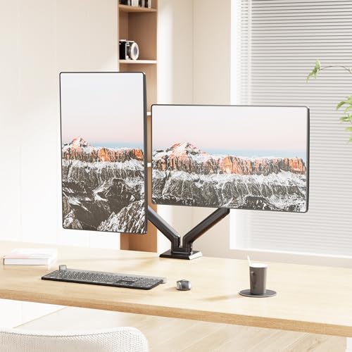 Mount-It! Dual Monitor Mount, 17-32", 19.8 lbs Each | Full motion spring arms with tilt/swivel/rotate, VESA 75x75 & 100x100, desk mount.