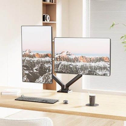 Mount-It! Dual Monitor Mount, 17-32", 19.8 lbs Each | Full motion spring arms with tilt/swivel/rotate, VESA 75x75 & 100x100, desk mount.