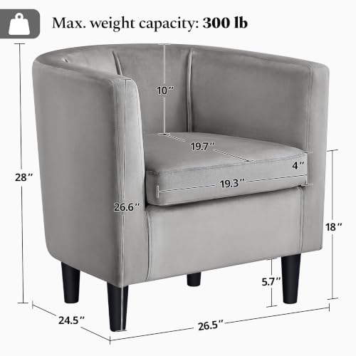 Yaheetech Barrel Accent Chairs Set of 2, Modern Armchairs, Gray | Soft Velvet Chair with High-Density Foam Seat, Upholstered Barrel Sofa Chair for Living Room Bedroom Waiting Room - color: Grey, size: Set of 2