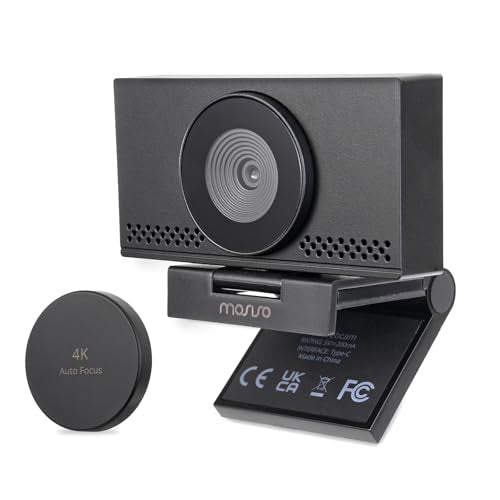 MOSISO 4K Webcam for PC & Laptop with Microphone and Webcam Cover, Auto Light Correction, USB Plug and Play for Live Streaming Video Call Conference Online Lessons Game, Black