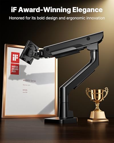 monTEK Sleek Aluminum Monitor Arm with Mount Reinforcement Plate for 17–57” Ultrawide Screens