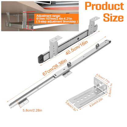Under Desk Keyboard Tray Pull Out Slide Height Adjustable Slide Out Keyboard Draw Holder Track Full Extension Ball Bearing Under Table Lift Bracket for Mounting Music Keyboard Piano Without Tray - style: 15.7 Inch Length