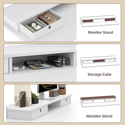 TIQLAB 40 * 24 inch Standing Desk with Two Drawers&Top Shelf, White | Smooth Height Adjustment, 2 Memory Presets, One-Touch Control, Stable Steel Frame, 176 lbs Capacity, Easy Assembly - color: White, size: 40*24 inch without keyboard tray