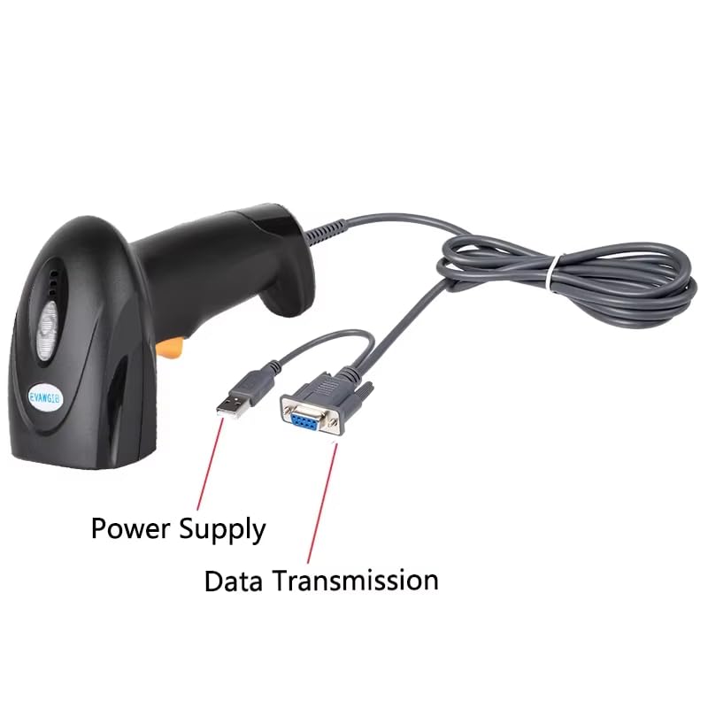 Handheld Wired QR Barcode Scanner 1D 2D Bar Code Reader RS232 Interface for Serial Connection - style: RS232