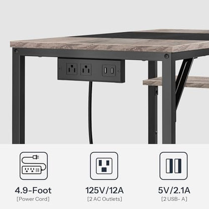 HOOBRO Small Computer Desk, 35.4 Inch Home Office Desk with Power Outlet, Writing Desk with 2 Shelves, Modern Small Desk for Home Office, Study, Easy to Assemble, Charcoal Gray and Black BG43UDN01 - color: Charcoal Gray + Black