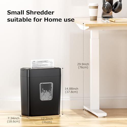 Bonsaii 6-Sheet Micro Cut Paper Shredder for Home, P-4 Security Level | Shreds Credit Cards, Mail, Staples & Paper Clips, 4.2-Gal Bin, Small Shredder for Home Office, C261-D - size: Microcut 6 Sheet